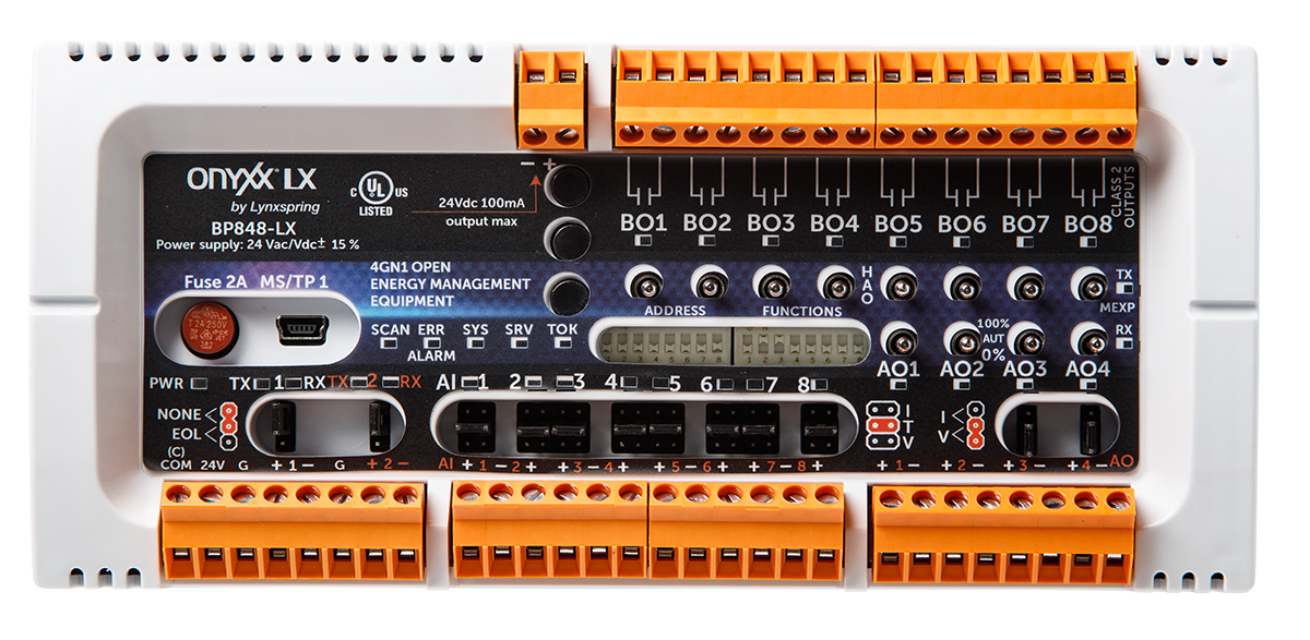 Lynxspring Onyxx BP848-LX AHU programmable controller top view
